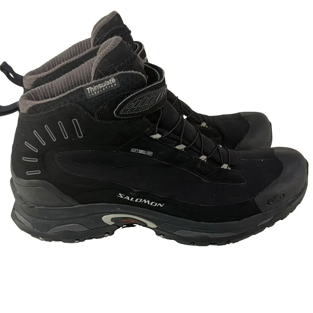 Salomon Deemax 3 Mens 11.5 Soft Shell Dry Thinsulate Trail Hiking Boots Black